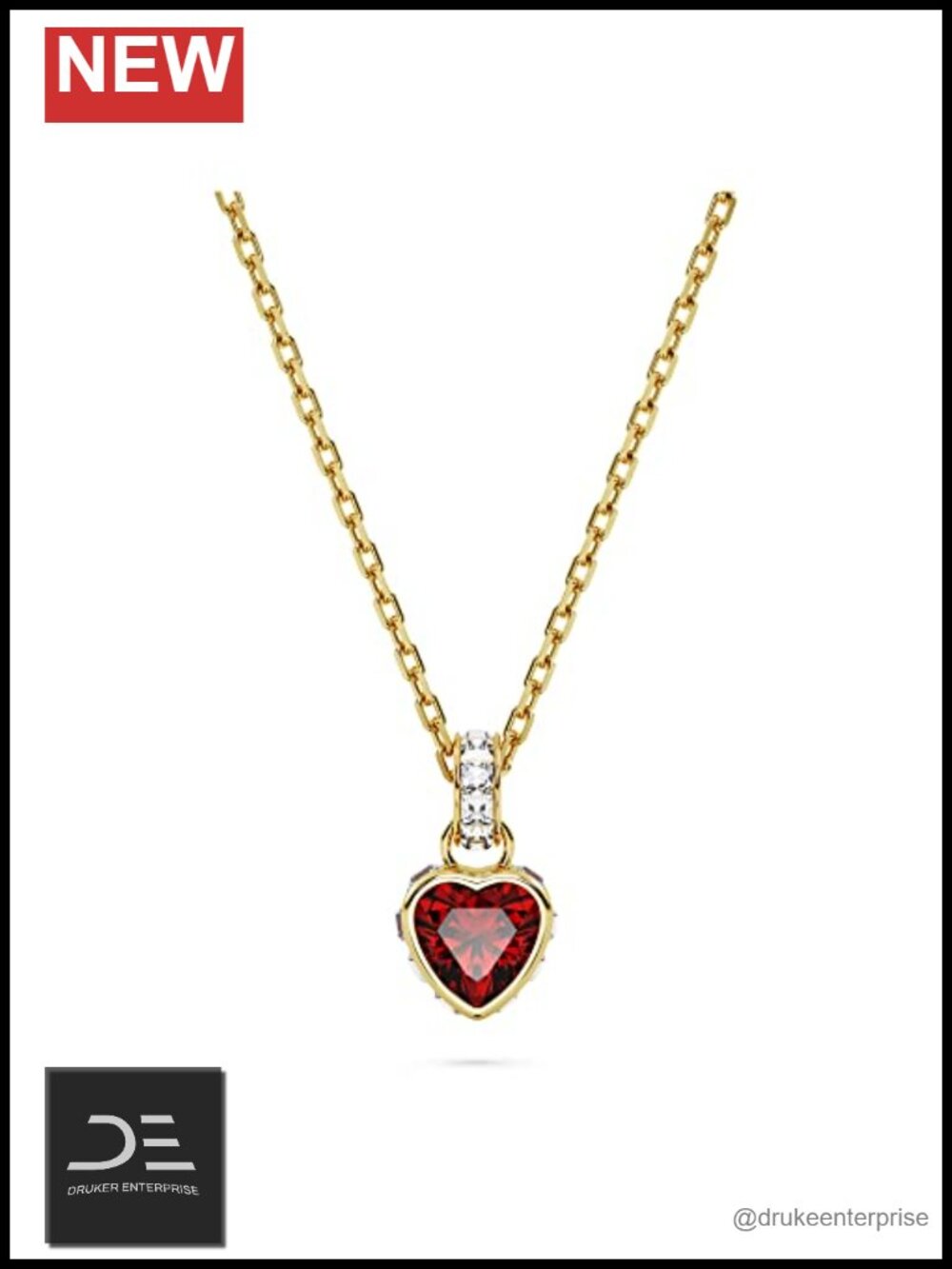 Swarovski Chroma Heart Pendant Necklace Gold-Tone Crystal Red